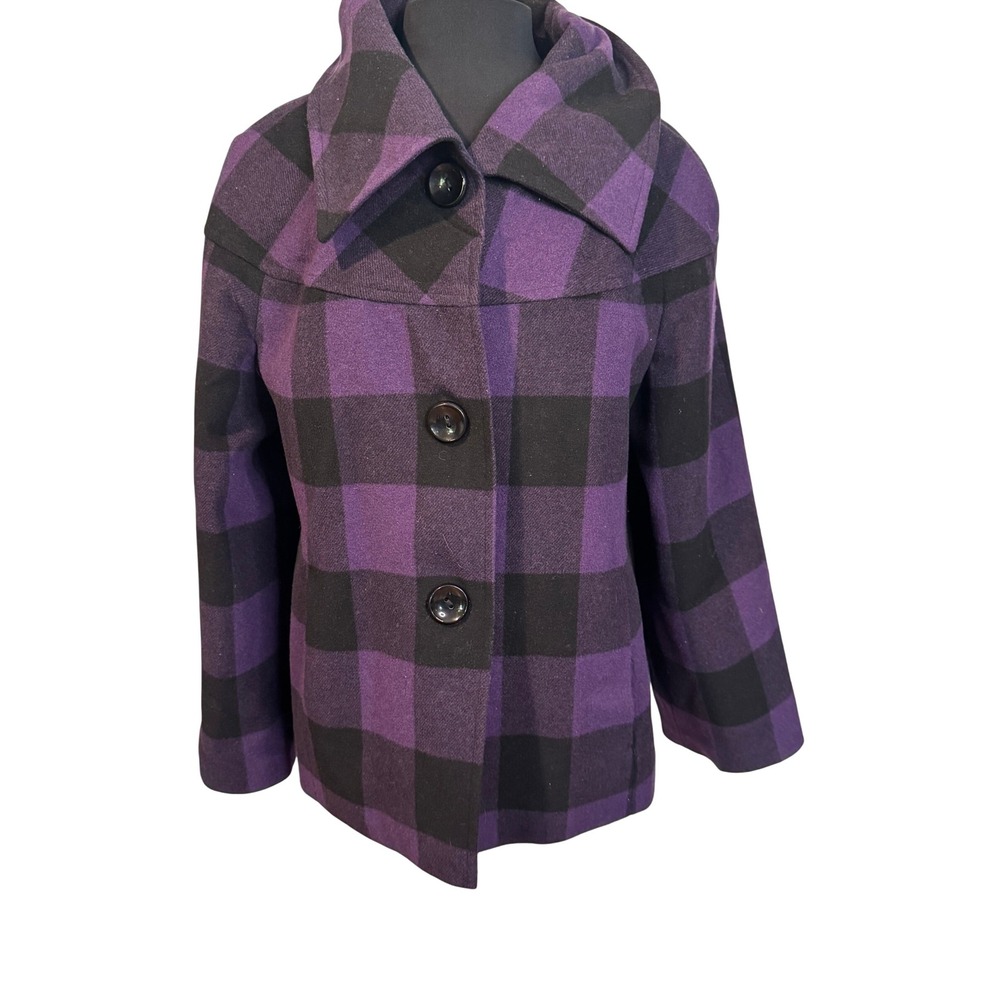 Vintage German Purple‎ Plaid Wool Blend Jacket EU 40
